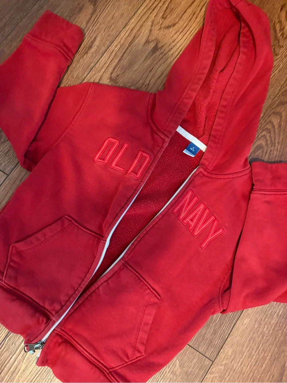 Old Navy Red Kids Hooded Zip-Up Sweatshirt